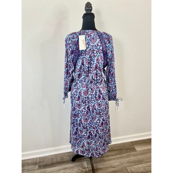 Cleobella Faith Caftan Midi Dress in Delhi Block Print Large Paisley Cotton - Picture 4 of 6